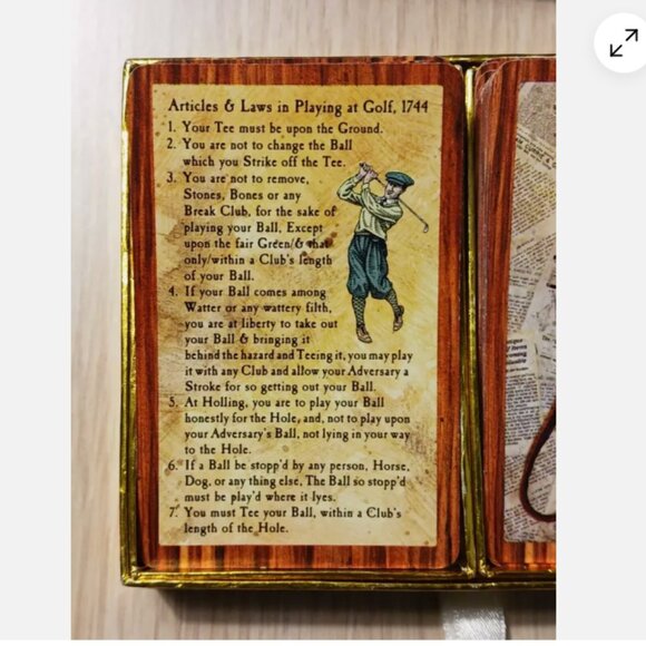 Vintage Congress Playing Cards: Articles & Law Playing at Golf 1744 Two Deck Box - Picture 5 of 8